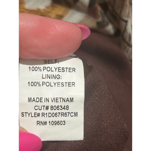 Boho Abstract Animal Print Dress Sz 12 Asymmetrical Handkerchief Hem V-Neck - Picture 10 of 12